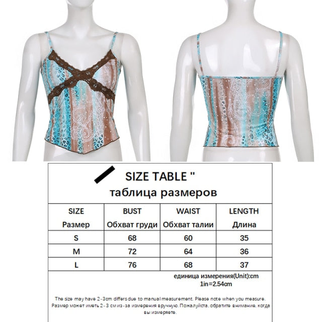 SUCHCUTE Goth Aesthetic Lace Patchwork Tank Tops For Women Sexy V-Neck Brown Retro Crop Tops Summer  Fashion Casual Camisole