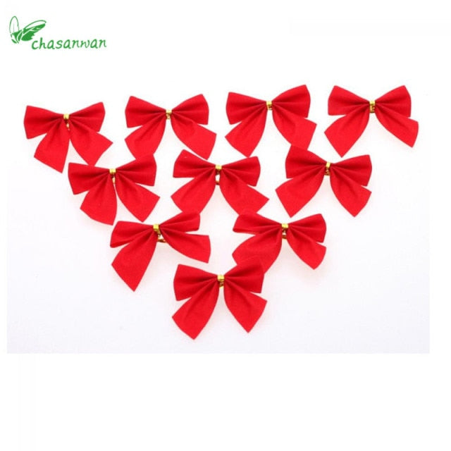 12Pcs 5cm Golden Silver Red Bow-knot Christmas Decorations for Home Christmas Decorations for Christmas Tree Ornament Navidad