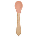Feeding Wooden Handle Silicone Spoon For Baby Utensils Eat Soild Food Kids Training Manipulative Ability Children's Tableware