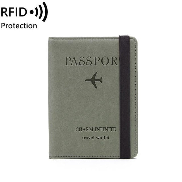 Women Men RFID Vintage Business Passport Covers Holder Multi-Function ID Bank Card PU Leather Wallet Case Travel Accessories