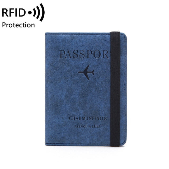 Women Men RFID Vintage Business Passport Covers Holder Multi-Function ID Bank Card PU Leather Wallet Case Travel Accessories