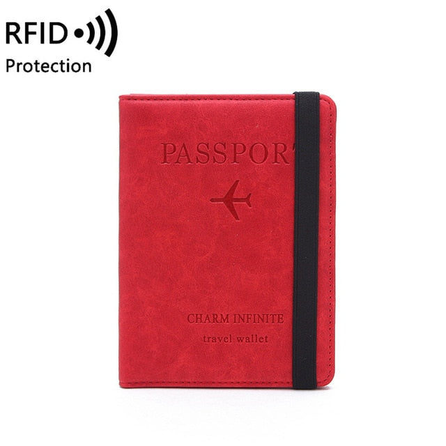 Women Men RFID Vintage Business Passport Covers Holder Multi-Function ID Bank Card PU Leather Wallet Case Travel Accessories