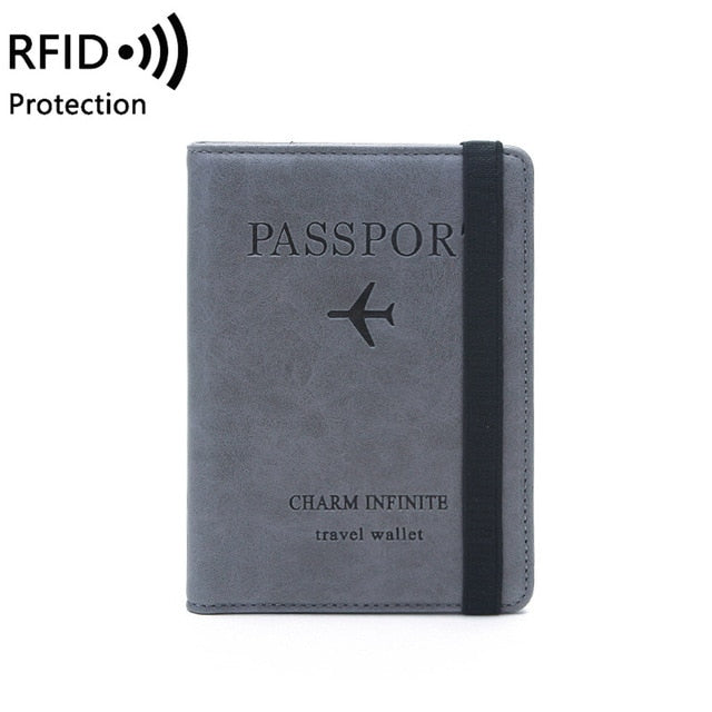 Women Men RFID Vintage Business Passport Covers Holder Multi-Function ID Bank Card PU Leather Wallet Case Travel Accessories