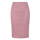 Sexy Multi Color Suede Midi Pencil Skirt Women 2021 Fashion Elastic High Waist Office Lady Bodycon Skirts Saias