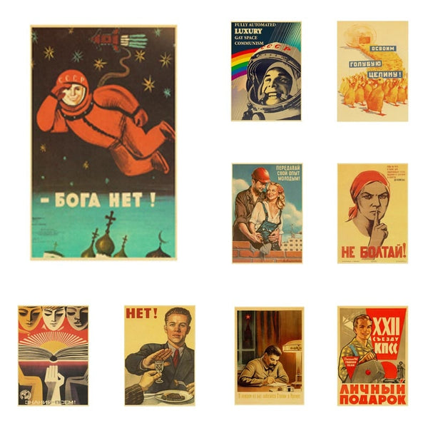 Buy 3 Get 4 Vintage Stalin USSR CCCP Poster Good Quality Prints and Posters Wall Art Retro Posters for Home Room Wall Decor