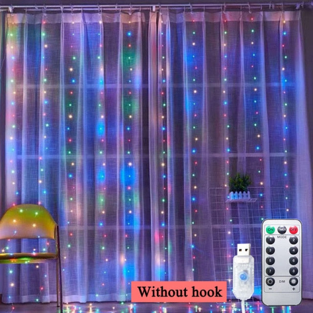 3m 100/200/300 LED Curtain String Light Garland Wedding Party Decorations Table Bachelorette Birthday Christmas New Year Festoon