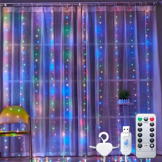 3m 100/200/300 LED Curtain String Light Garland Wedding Party Decorations Table Bachelorette Birthday Christmas New Year Festoon