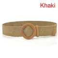 1pc Summer Women Braided Elastic Belt Buckle Vintage Bohe Straw Buckle Belt Women Knitted Belt Dress Belt 6styles