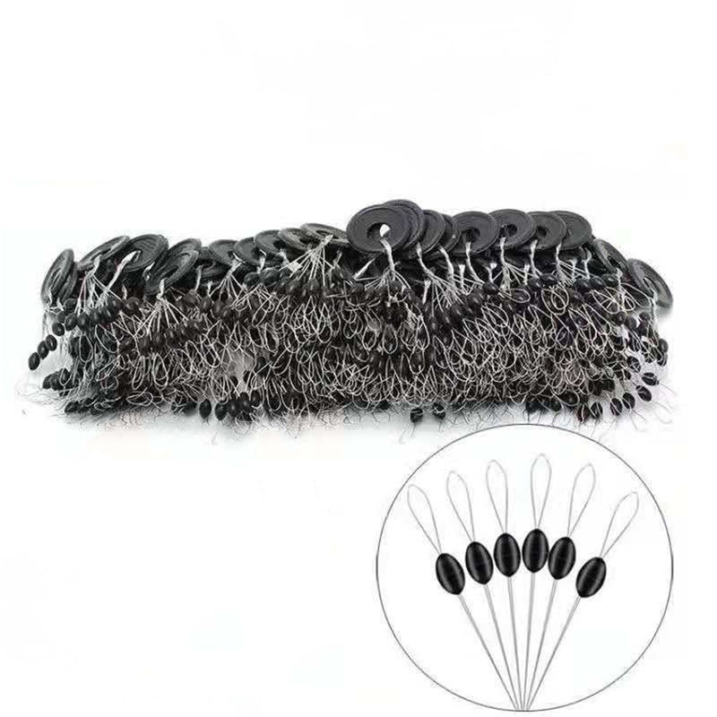 60pcs 10 Group High Quality Black Rubber Space Beans Stopper Suitable For Fishing Line 2.5-5