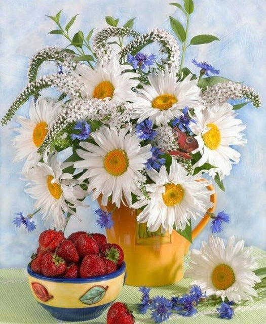 5D DIY Diamond Painting Flowers Vase Cross Stitch Kit Full Drill Embroidery Mosaic Rose Art Picture Of Rhinestones Gift Decor