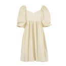 OOTN Square Neck Sexy Summer Mini Dress Short Sleeve Female High Waist Black Loose A Line Women Dress Puff Sleeve Blue Cotton