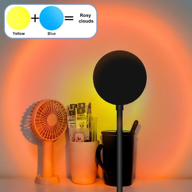 LED Projection Lamp Sunset Light Night LED Sunset Bulb Color Lamp 5V USB Rainbow Lamp Desk LED Decoration Atmosphere Lighting