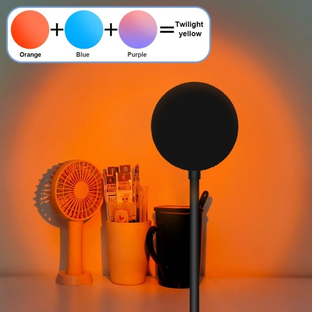 LED Projection Lamp Sunset Light Night LED Sunset Bulb Color Lamp 5V USB Rainbow Lamp Desk LED Decoration Atmosphere Lighting