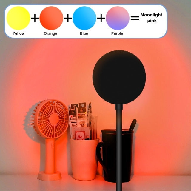 LED Projection Lamp Sunset Light Night LED Sunset Bulb Color Lamp 5V USB Rainbow Lamp Desk LED Decoration Atmosphere Lighting