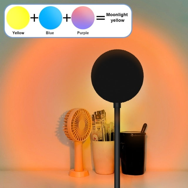 LED Projection Lamp Sunset Light Night LED Sunset Bulb Color Lamp 5V USB Rainbow Lamp Desk LED Decoration Atmosphere Lighting