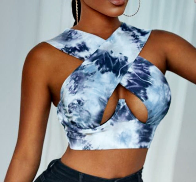 Women's Criss Cross Tank Tops Sexy Sleeveless Solid Color Cutout Front Crop Tops Party Club Streetwear Summer Lady Bustier Tops