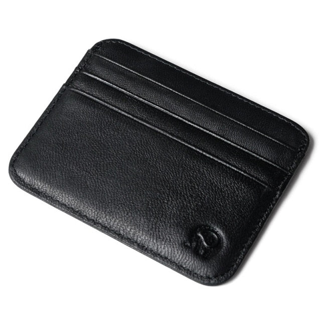New Thin Genuine Leather Mini Wallet Slim Bank Credit Card Holder Men's Business Small ID Case For Man Purse 6 Slots Cardholder
