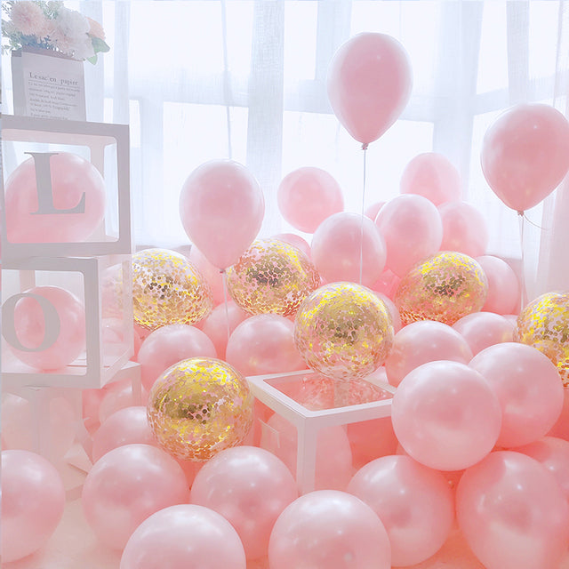 18pcs 10inch Rose Gold  Silver Pink Pearly Chrome Metal Confetti Latex Balloons Birthday Party Air Globos Adults Wedding  Decor