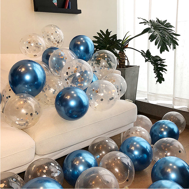 18pcs 10inch Rose Gold  Silver Pink Pearly Chrome Metal Confetti Latex Balloons Birthday Party Air Globos Adults Wedding  Decor