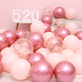 18pcs 10inch Rose Gold  Silver Pink Pearly Chrome Metal Confetti Latex Balloons Birthday Party Air Globos Adults Wedding  Decor