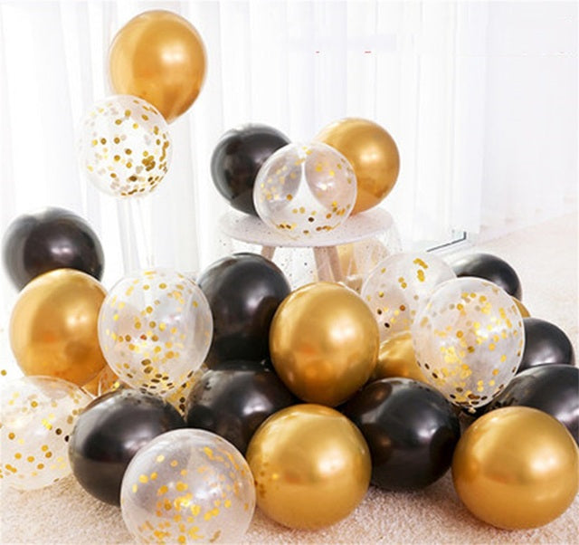 18pcs 10inch Rose Gold  Silver Pink Pearly Chrome Metal Confetti Latex Balloons Birthday Party Air Globos Adults Wedding  Decor