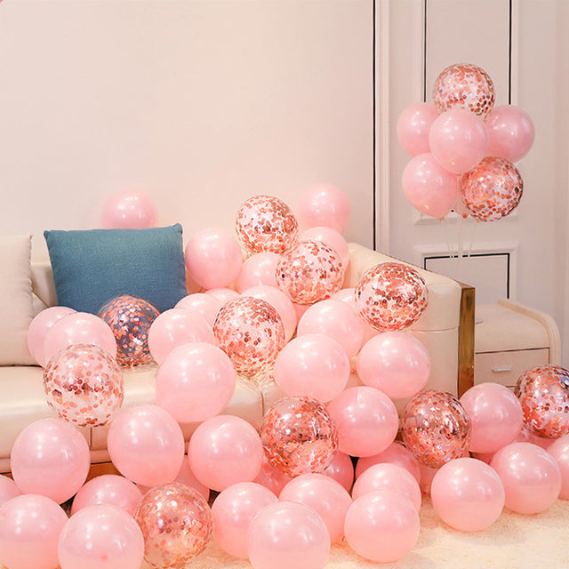 18pcs 10inch Rose Gold  Silver Pink Pearly Chrome Metal Confetti Latex Balloons Birthday Party Air Globos Adults Wedding  Decor