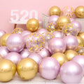18pcs 10inch Rose Gold  Silver Pink Pearly Chrome Metal Confetti Latex Balloons Birthday Party Air Globos Adults Wedding  Decor