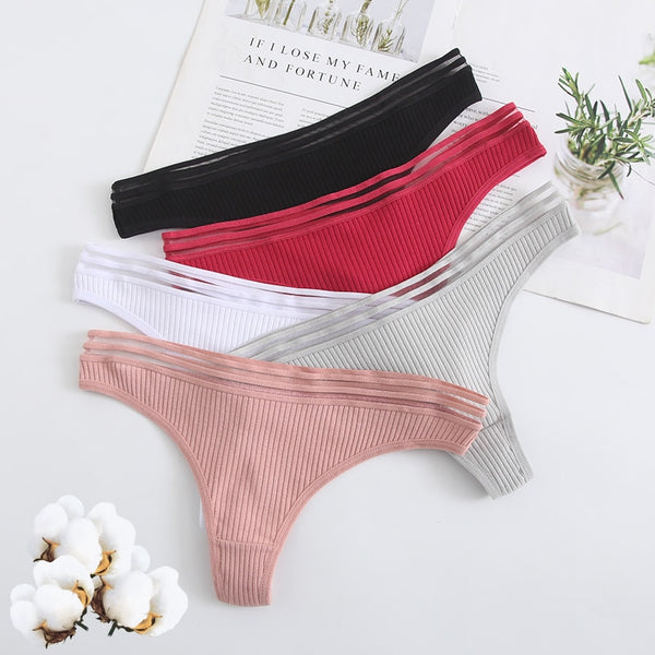 3Pcs New Women's Underwear Panties Cotton Sexy Thong Soft Low-waist G-String  Breathable Comfortable Fashion Lingerie