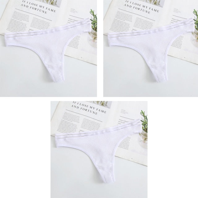 3Pcs New Women's Underwear Panties Cotton Sexy Thong Soft Low-waist G-String  Breathable Comfortable Fashion Lingerie
