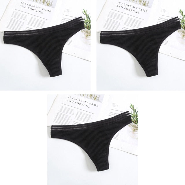 3Pcs New Women's Underwear Panties Cotton Sexy Thong Soft Low-waist G-String  Breathable Comfortable Fashion Lingerie