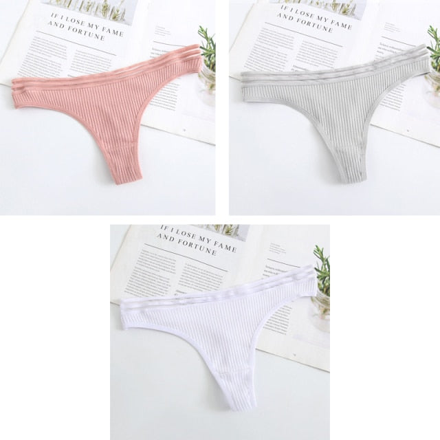 3Pcs New Women's Underwear Panties Cotton Sexy Thong Soft Low-waist G-String  Breathable Comfortable Fashion Lingerie