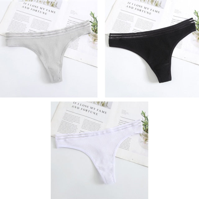 3Pcs New Women's Underwear Panties Cotton Sexy Thong Soft Low-waist G-String  Breathable Comfortable Fashion Lingerie