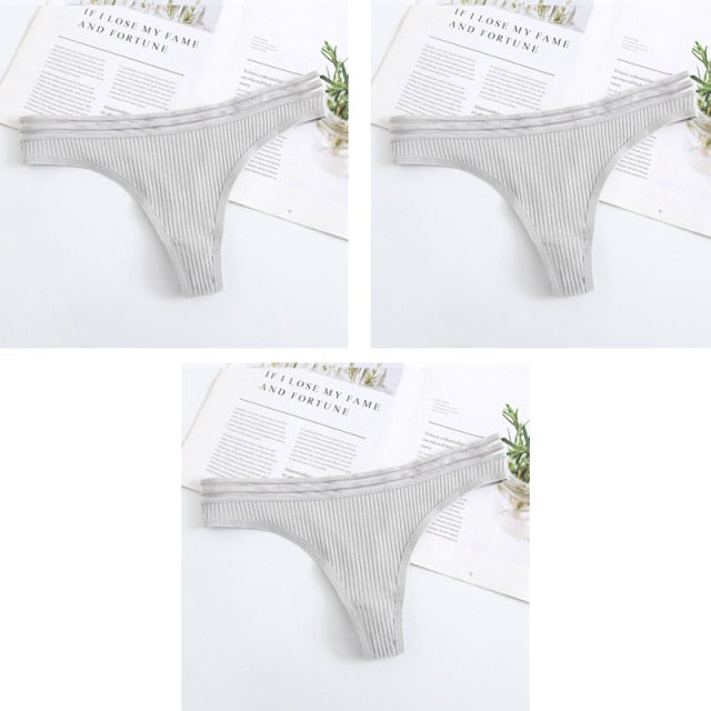 3Pcs New Women's Underwear Panties Cotton Sexy Thong Soft Low-waist G-String  Breathable Comfortable Fashion Lingerie