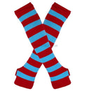 Elbow Length Fingerless Gloves Arm Sleeve Warmer Rainbow Colored Striped Knitted Sunscreen Halloween Costume Fingerless Mittens