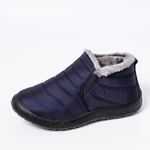2021 Snow Boots Women Shoes Warm Plush Fur Ankle Boots Winter Female Slip On Flat Casual Shoes Waterproof Ultralight Footwear