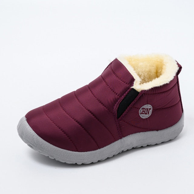 2021 Snow Boots Women Shoes Warm Plush Fur Ankle Boots Winter Female Slip On Flat Casual Shoes Waterproof Ultralight Footwear