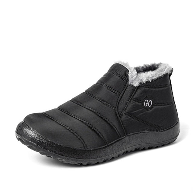 2021 Snow Boots Women Shoes Warm Plush Fur Ankle Boots Winter Female Slip On Flat Casual Shoes Waterproof Ultralight Footwear
