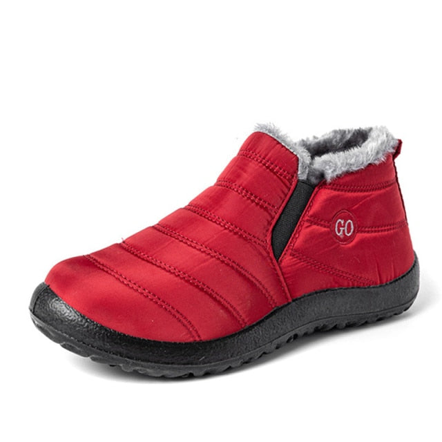 2021 Snow Boots Women Shoes Warm Plush Fur Ankle Boots Winter Female Slip On Flat Casual Shoes Waterproof Ultralight Footwear