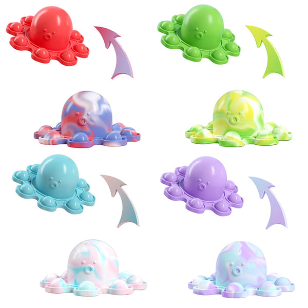 Fidget Relieve Stress Toys Rainbow Push Bubble Antistress Toys Children Sensory Toy To Relieve Autism Octopus Key Chain