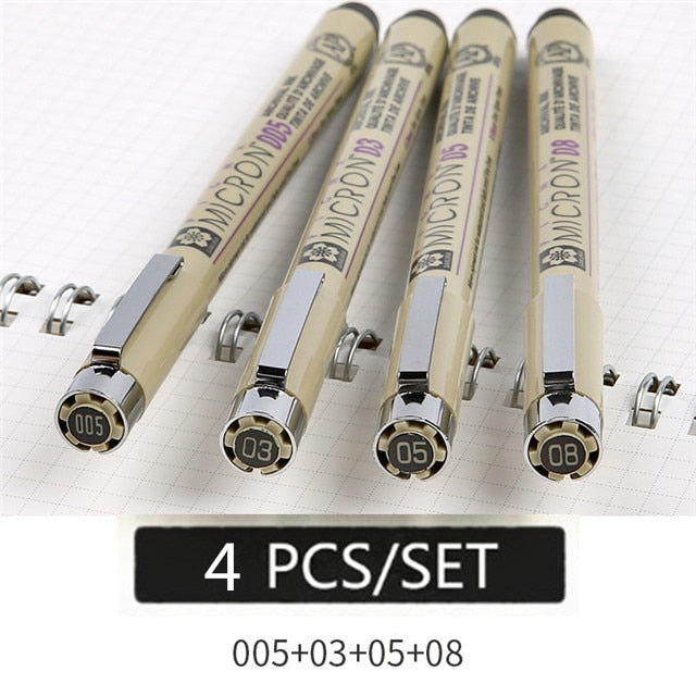 Pigment Liner Micron Pen Set Neelde Drawing Pen lot 005 01 02 03 04 05 08 1.0 Brush Art Markers Fineliner Sketching Pen