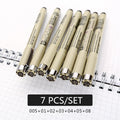 Pigment Liner Micron Pen Set Neelde Drawing Pen lot 005 01 02 03 04 05 08 1.0 Brush Art Markers Fineliner Sketching Pen