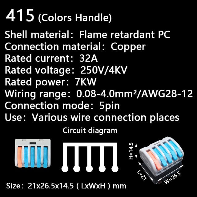 Mini Fast Wire Cable Connectors Universal Compact Conductor Spring Splicing Wiring Connector Push-in Terminal Block SPL-42 212