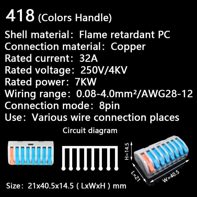 Mini Fast Wire Cable Connectors Universal Compact Conductor Spring Splicing Wiring Connector Push-in Terminal Block SPL-42 212