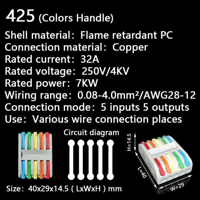 Mini Fast Wire Cable Connectors Universal Compact Conductor Spring Splicing Wiring Connector Push-in Terminal Block SPL-42 212