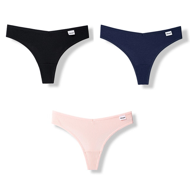 3PCS/Set G-string Panties Cotton Women's Underwear Sexy Panties Female Underpants Thong Solid Color Pantys Lingerie M-XL Design