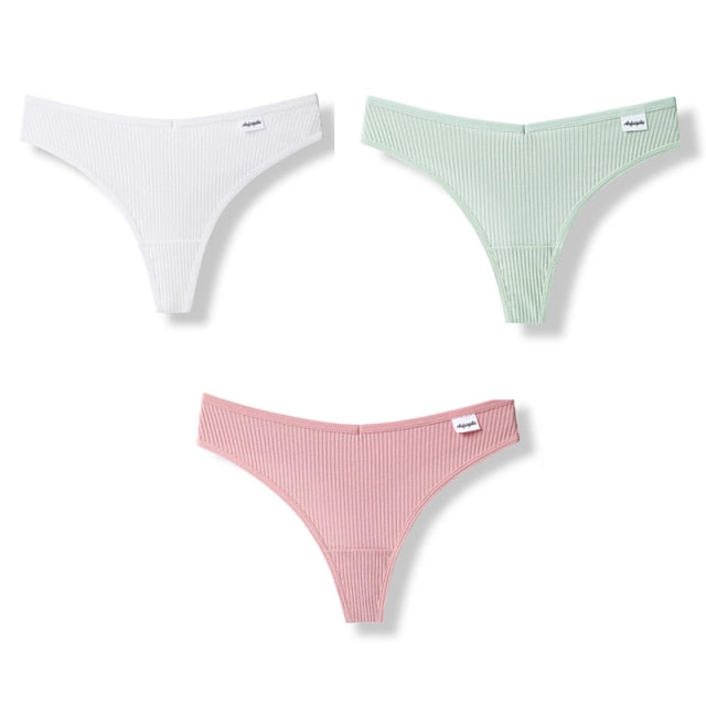 3PCS/Set G-string Panties Cotton Women's Underwear Sexy Panties Female Underpants Thong Solid Color Pantys Lingerie M-XL Design