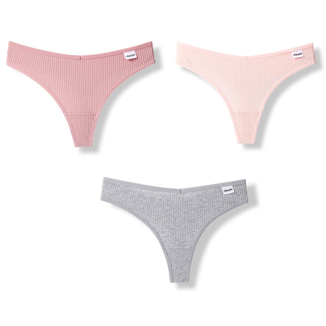 3PCS/Set G-string Panties Cotton Women's Underwear Sexy Panties Female Underpants Thong Solid Color Pantys Lingerie M-XL Design