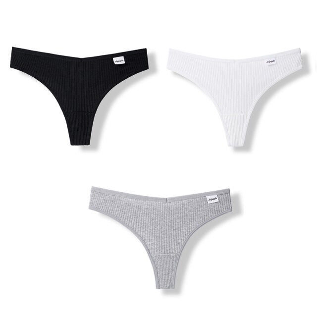 3PCS/Set G-string Panties Cotton Women's Underwear Sexy Panties Female Underpants Thong Solid Color Pantys Lingerie M-XL Design