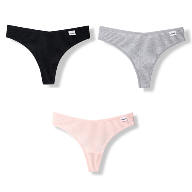 3PCS/Set G-string Panties Cotton Women's Underwear Sexy Panties Female Underpants Thong Solid Color Pantys Lingerie M-XL Design