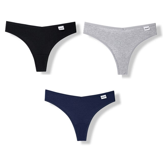 3PCS/Set G-string Panties Cotton Women's Underwear Sexy Panties Female Underpants Thong Solid Color Pantys Lingerie M-XL Design